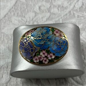 Vintage Cloisonné Floral Brooch